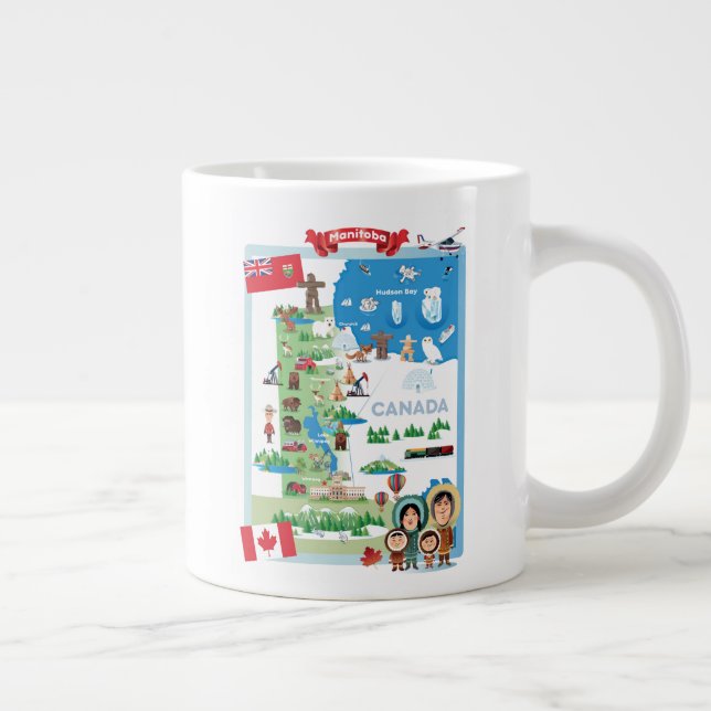 Caneca De Café Grande Poster de desenho de Manitoba Canada (Direita)