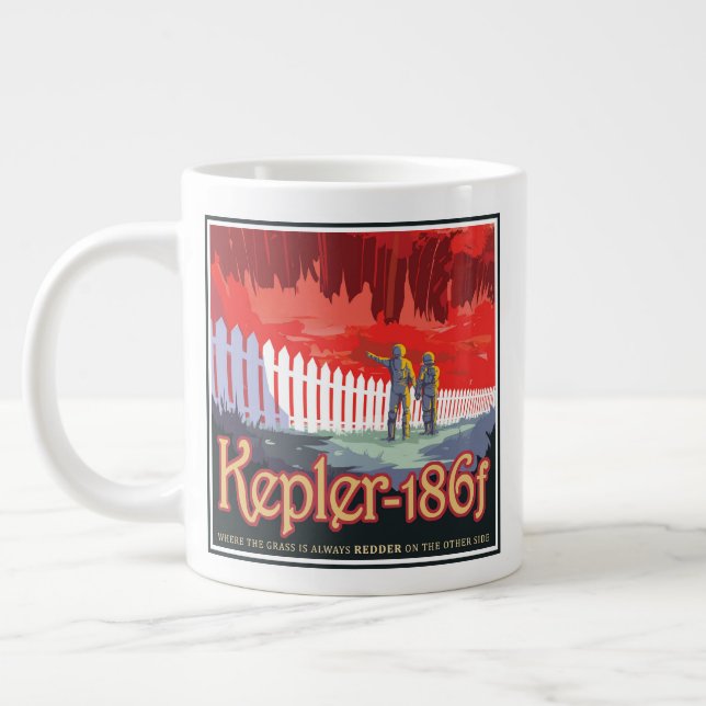 Caneca De Café Grande Poster De Espaço Retroativo Do Kepler-186f. (Esquerda)