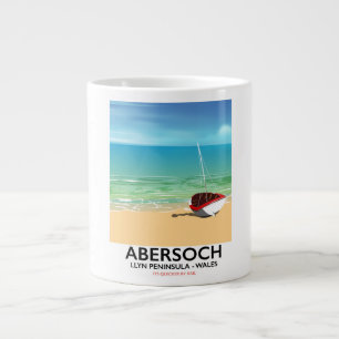 Caneca De Café Grande poster de férias de Abersoch, Llyn Peninsula Wale
