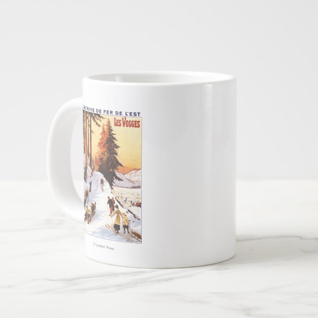 Caneca De Café Grande Poster de fundição e esqui em Vosges (Frente Esquerda)
