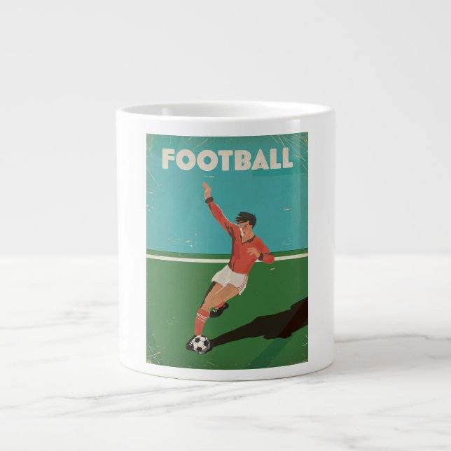 Caneca De Café Grande Poster de futebol Vintage (Frente)