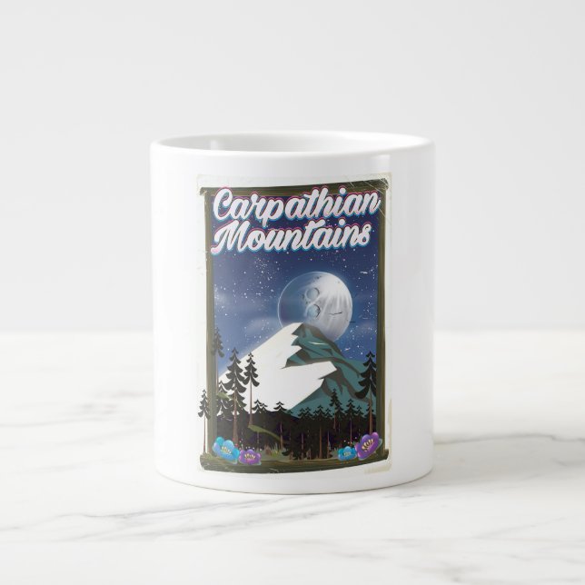 Caneca De Café Grande Poster de viagens das Montanhas Cárpticas (Frente)