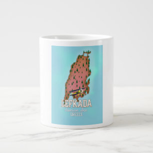 Caneca De Café Grande poster de viagens de Grécia de Lefkada.