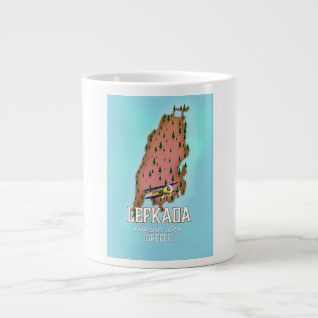 Caneca De Café Grande Poster de viagens de Grécia Lefkada. (Frente)