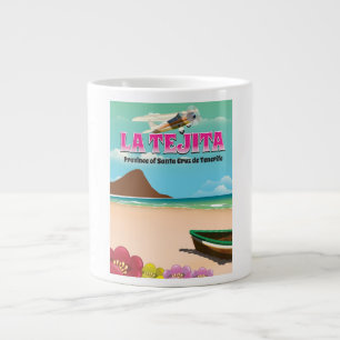 Caneca De Café Grande Poster de viagens de praia de Tejita Tenerife