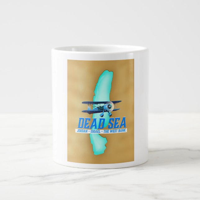 Caneca De Café Grande Poster de viagens do mar morto (Frente)