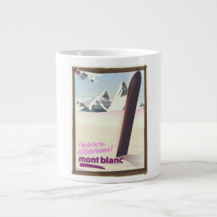 Caneca De Café Grande poster de viagens do Monte Branco Snowboard.