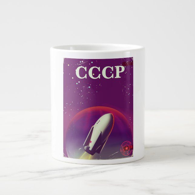 Caneca De Café Grande POSTER DE VIAGENS espacial soviético CCCP (Frente)