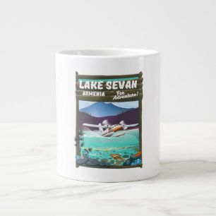 Caneca De Café Grande poster de viagens estilo vintage do Lago Sevan Arm