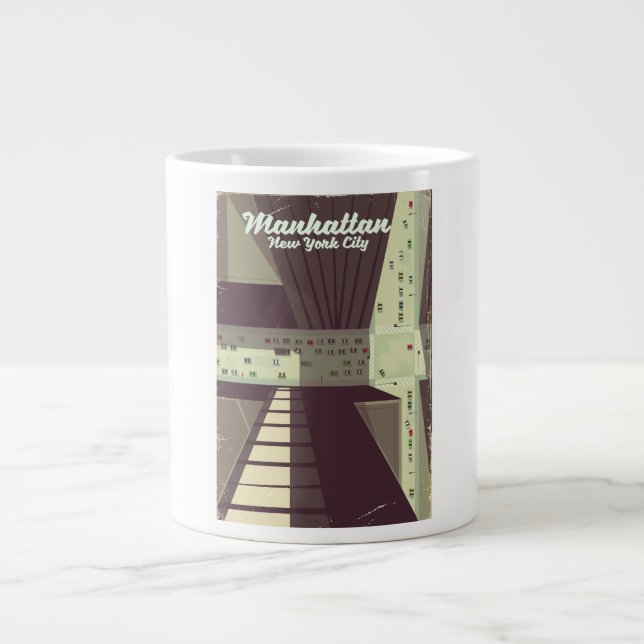 Caneca De Café Grande Poster de viagens Nova Iorque de Manhattan. (Frente)