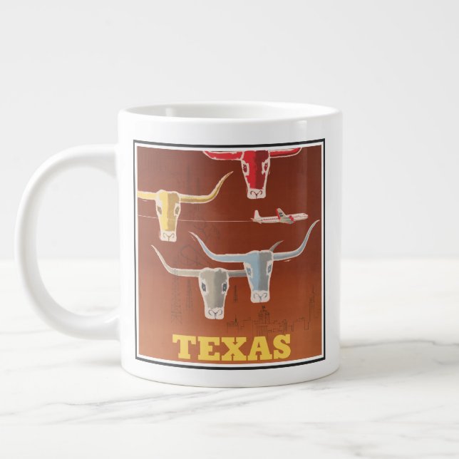 Caneca De Café Grande Poster de viagens Para American Airlines No Texas (Esquerda)