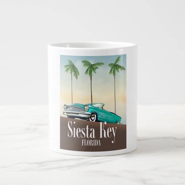 Caneca De Café Grande Poster de viagens Siesta Key Florida (Frente)