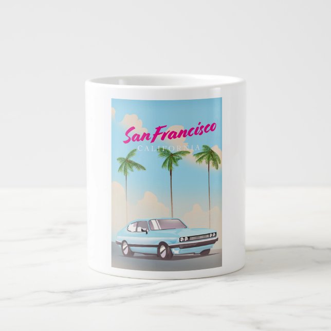 Caneca De Café Grande Poster de viagens tropical da Califórnia em São Fr (Frente)