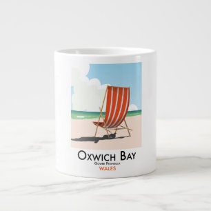 Caneca De Café Grande poster de viagens vintage de Oxwich Bay Gower Peni