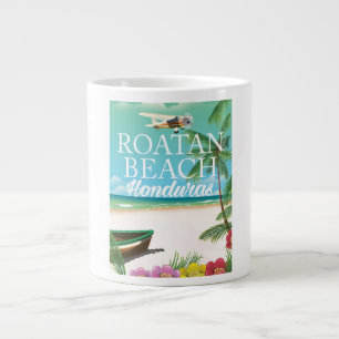 Caneca De Café Grande poster de viagens vintage de Rotan Beach Honduras