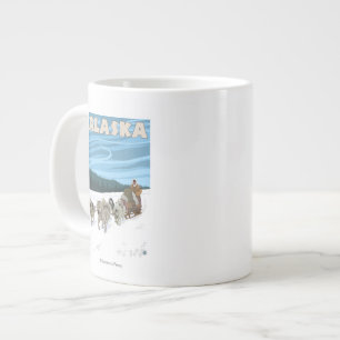 Caneca De Café Grande Poster de Viagens vintage do Alaska Dogsledding