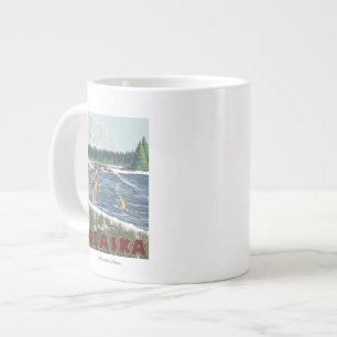 Caneca De Café Grande Poster de Viagens vintage do Alaska Fly