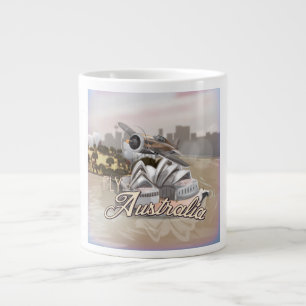 Caneca De Café Grande Poster de viagens Vintage Fly para a Austrália