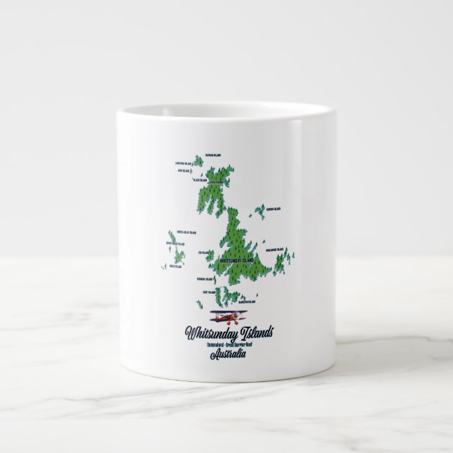 Caneca De Café Grande Poster do mapa das Ilhas Whitsunday (Frente)