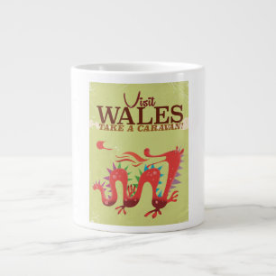 Caneca De Café Grande poster vintage de Férias da Caravana de Gales