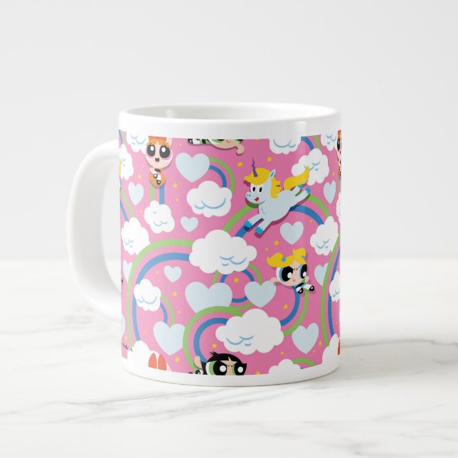 Caneca De Café Grande Powerpuff Girls & Donny Rainbow Patterno (Frente Esquerda)