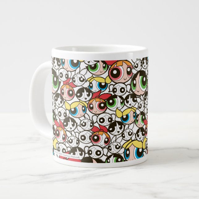 Caneca De Café Grande Powerpuff Girls Face Patterno (Frente Esquerda)