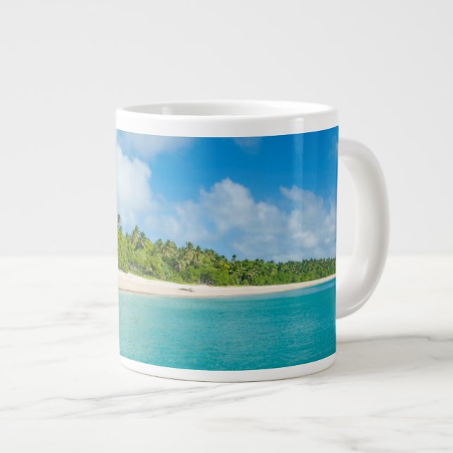 Caneca De Café Grande Praia com palmeiras, Tonga (Frente Esquerda)