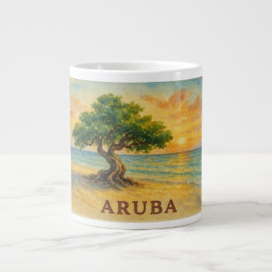Caneca De Café Grande Praia da Águia em Aruba Divi Tree Golden Hour