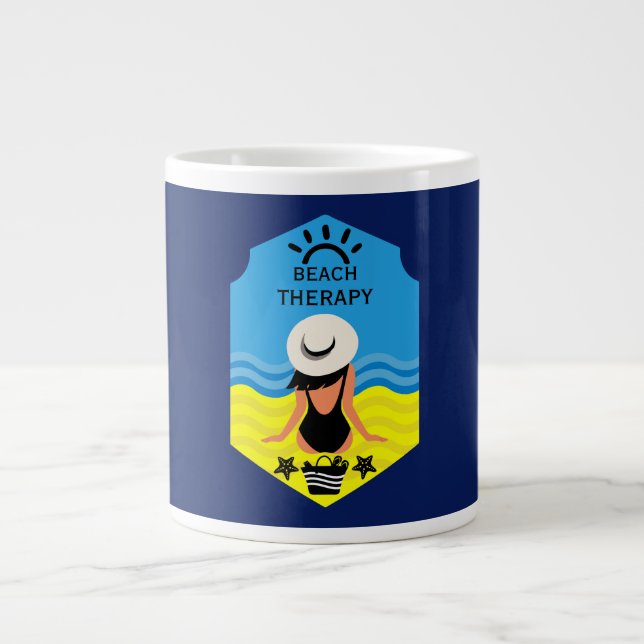 Caneca De Café Grande Praia de Verão Essencial  (Frente)
