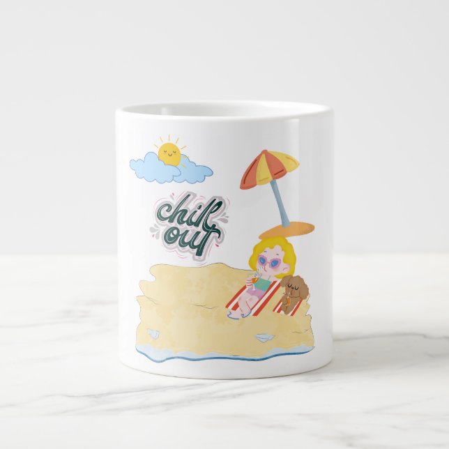 Caneca De Café Grande praia fofa (Frente)