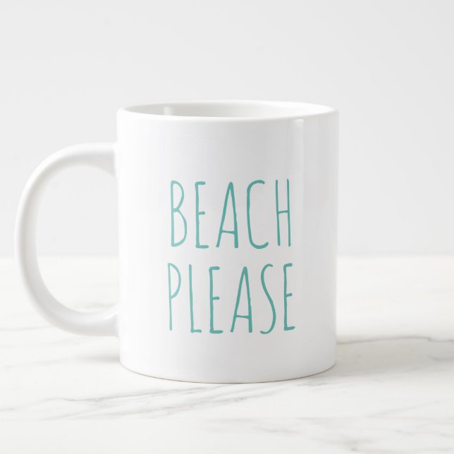 Caneca De Café Grande "PRAIA, POR FAVOR" Simples Farmhouse Moderna (Esquerda)