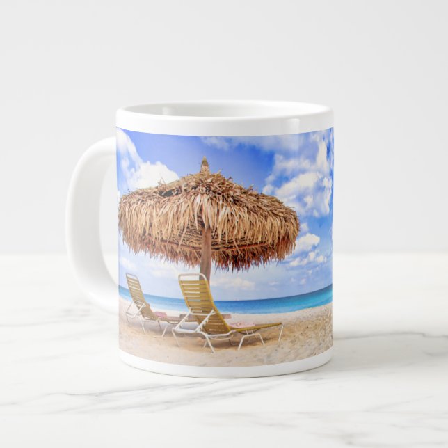 Caneca De Café Grande Praias Tropicais | Aruba Sandy Beach (Frente Esquerda)