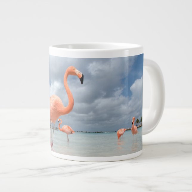 Caneca De Café Grande Praias Tropicais | Flamingos Beach, Aruba (Frente Esquerda)