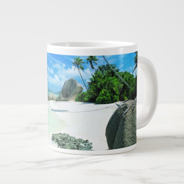 Caneca De Café Grande Praias Tropicais | Ilha La Digue (Frente Esquerda)