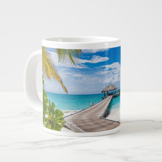 Caneca De Café Grande Praias Tropicais | Ilhas Madeira Maldivas (Frente Esquerda)