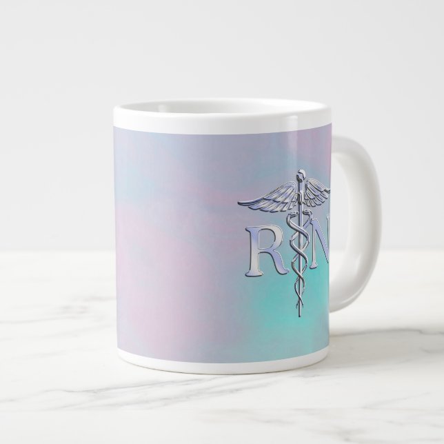 Caneca De Café Grande Prata Como RN Caduceus (Frente Esquerda)