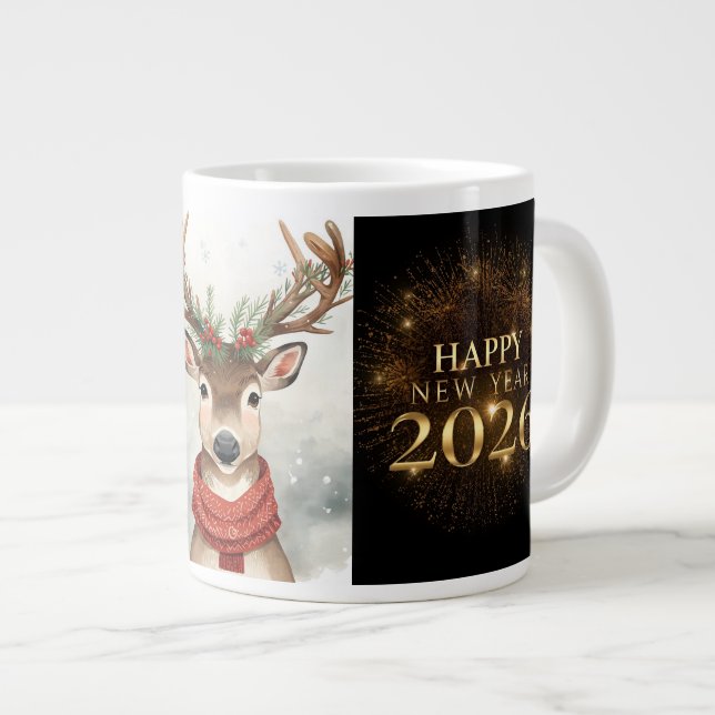 Caneca De Café Grande premium black gold happy new year Specialty mug (Frente Esquerda)