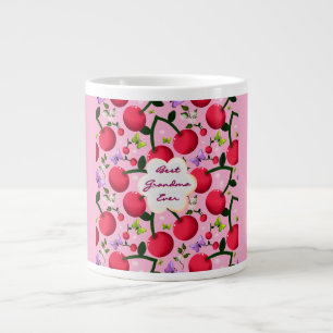 Caneca De Café Grande Presente com padrão de cerejeira floral rosa brilh