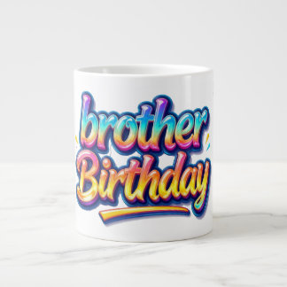 Caneca De Café Grande Presente de Aniversário do Irmão Texto Colorido Ar