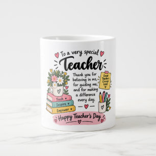 Caneca De Café Grande Presente de Apreciação para Professores Feliz Di