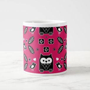 Caneca De Café Grande Presente de Arte Folclórica de Coruja Escandinava