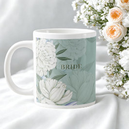 Caneca De Café Grande Presente de Casamento para a Noiva – Verde Salvia 