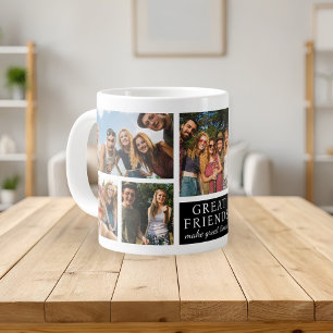 Caneca De Café Grande Presente de Colagem de Fotos Modernas de Amizade