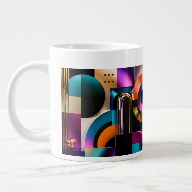 Caneca De Café Grande Presente de Design de Formas Geométricas Abstratas (Esquerda)