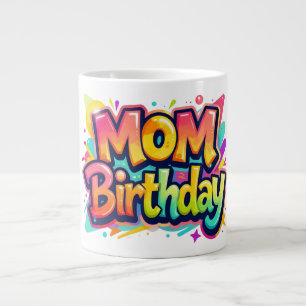 Caneca De Café Grande Presente de Grafite de Arco-Íris de Aniversário da