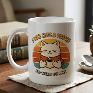 Caneca De Café Grande Presente de Mãe de Gato Introvertida Engraçada par