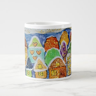Caneca De Café Grande Presente de Natal de Arte Popular da Aldeia de Inv