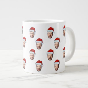 Caneca De Café Grande Presente de Natal de Santa Hat com Foto Personaliz