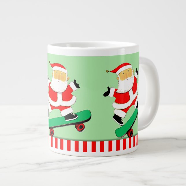 Caneca De Café Grande Presente de Natal no Skateboard (Frente Esquerda)