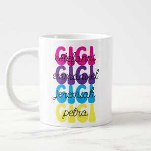 Caneca De Café Grande Presente do Dia das Mães Gigi Retro Nomes de Crian